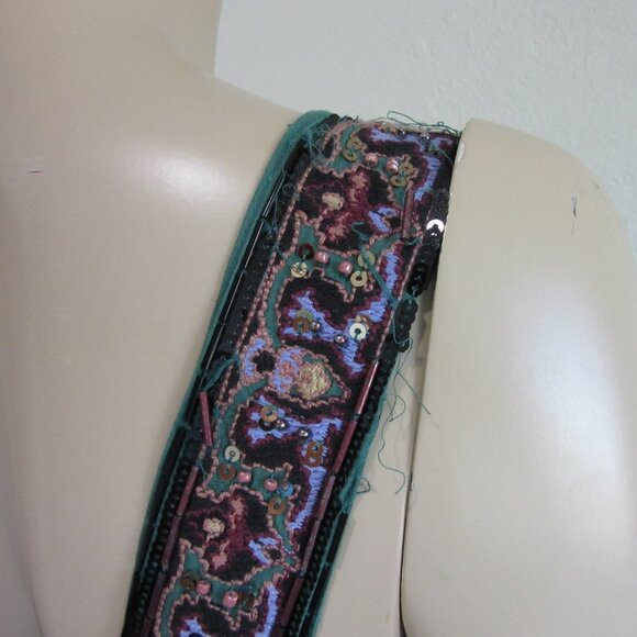 ANTHROPOLOGIE Green Cotton Beaded Fringe Sleeveless Cotton Short Dress-FLAWS! - Picture 7 of 12